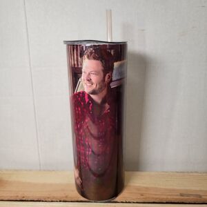 Blake Shelton Tall Metal Cup w/ Lid & Straw - Approx 8"